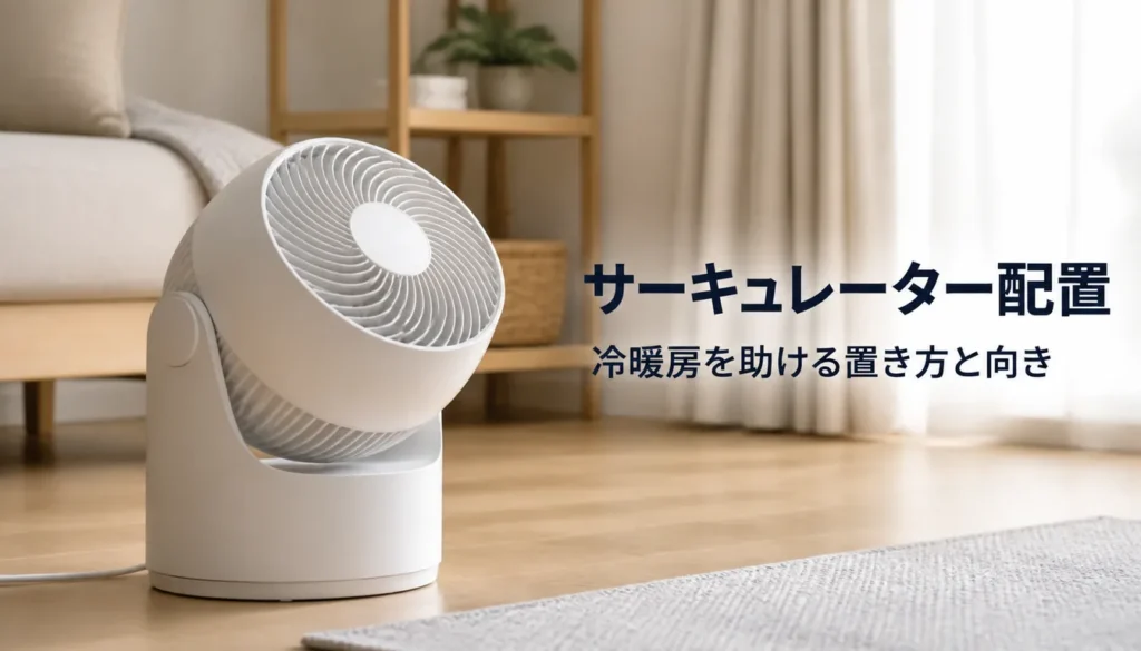 上向きに角度をつけた白いサーキュレーター