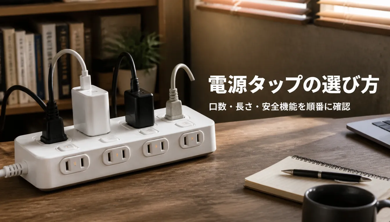 個別スイッチ付きの白い電源タップ
