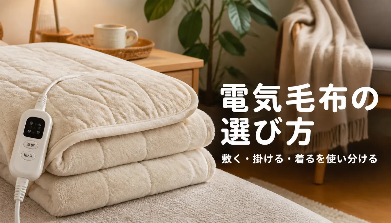コントローラー付きのクリーム色の電気毛布