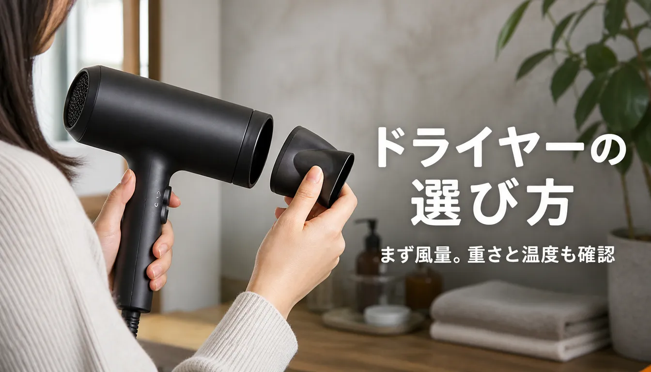 ノズル付きのマットブラックなドライヤー本体