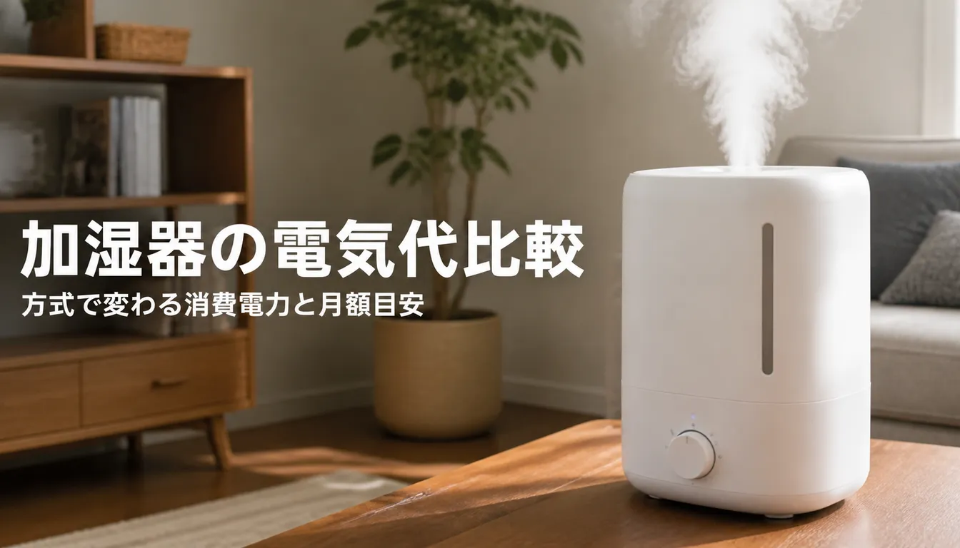 白いスチーム式加湿器から湯気が立ちのぼる様子
