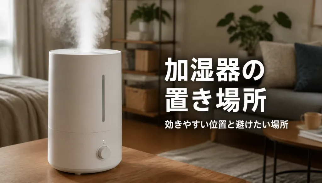 細かいミストを立ちのぼらせる白い加湿器