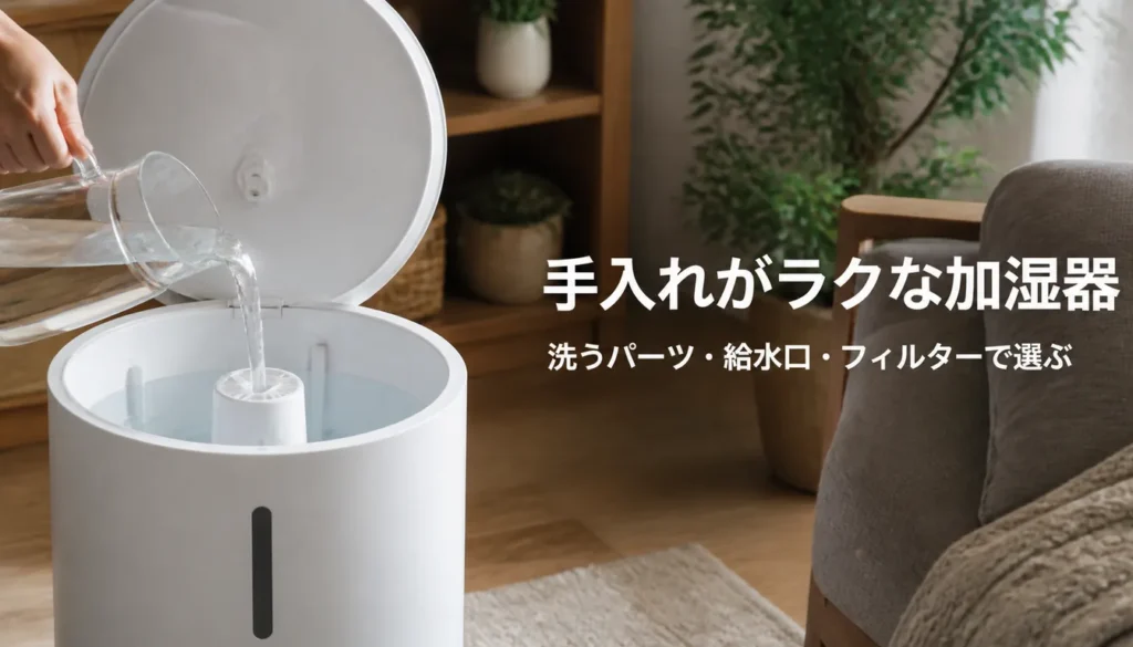 上から給水できる白いシンプルな加湿器