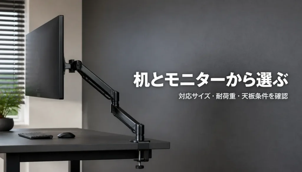 ワイド画面を支える多関節のアルミ製モニターアーム