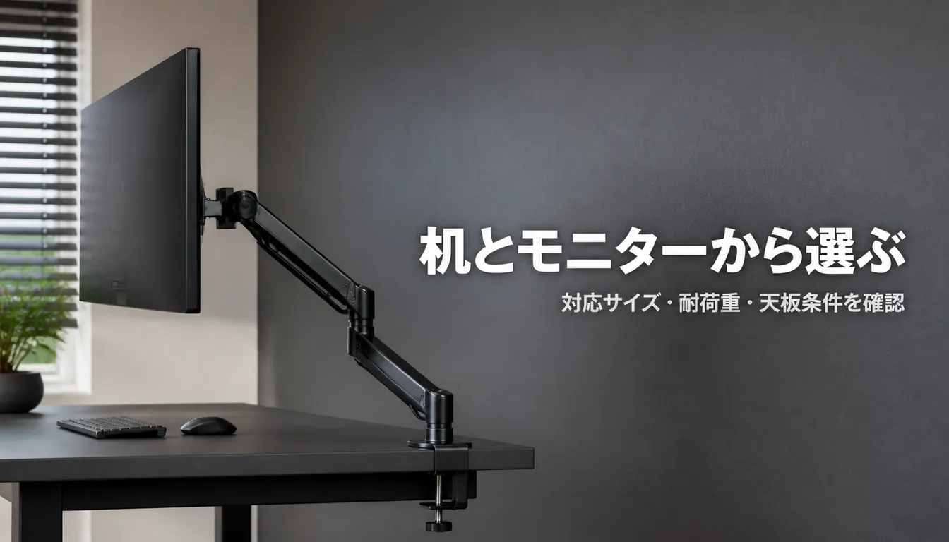 ワイド画面を支える多関節のアルミ製モニターアーム