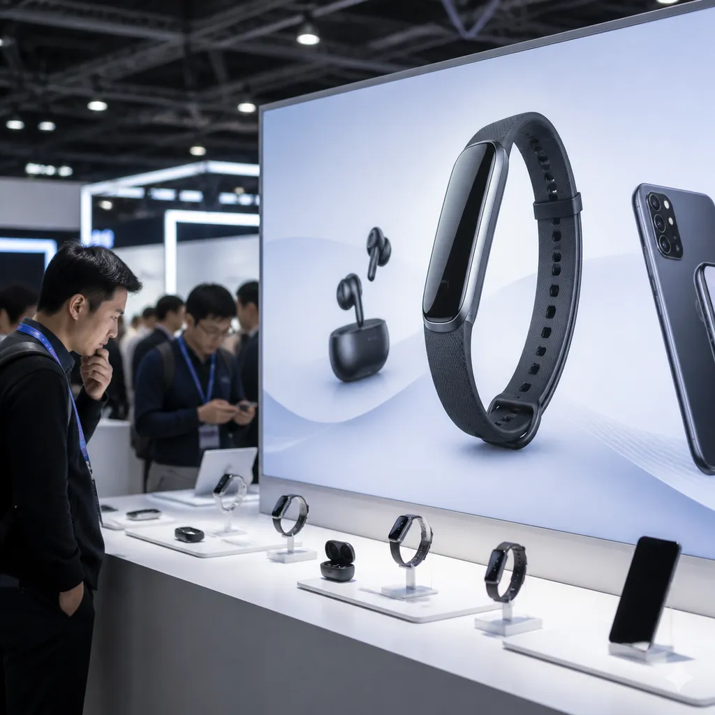家電見本市のブースに並ぶ新製品の展示
