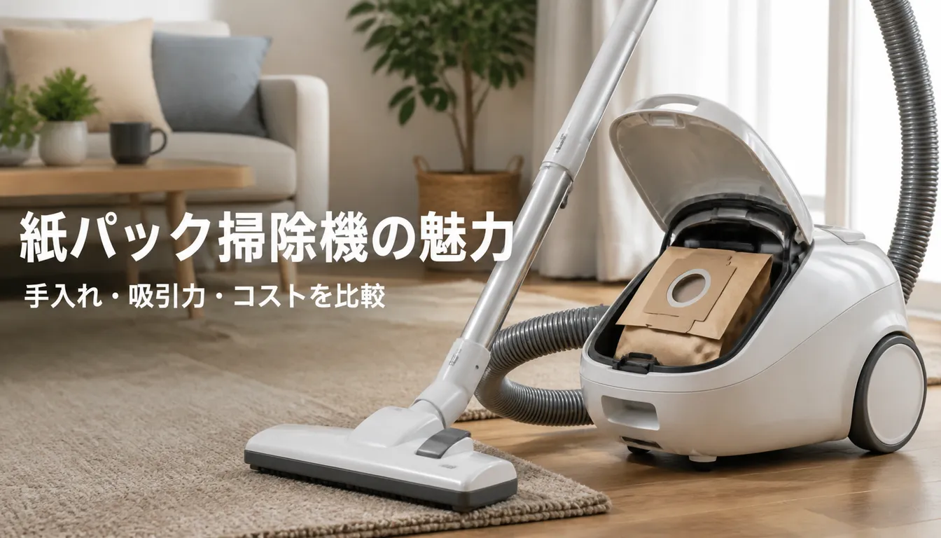 紙パック式のキャニスター掃除機と交換用の紙パック