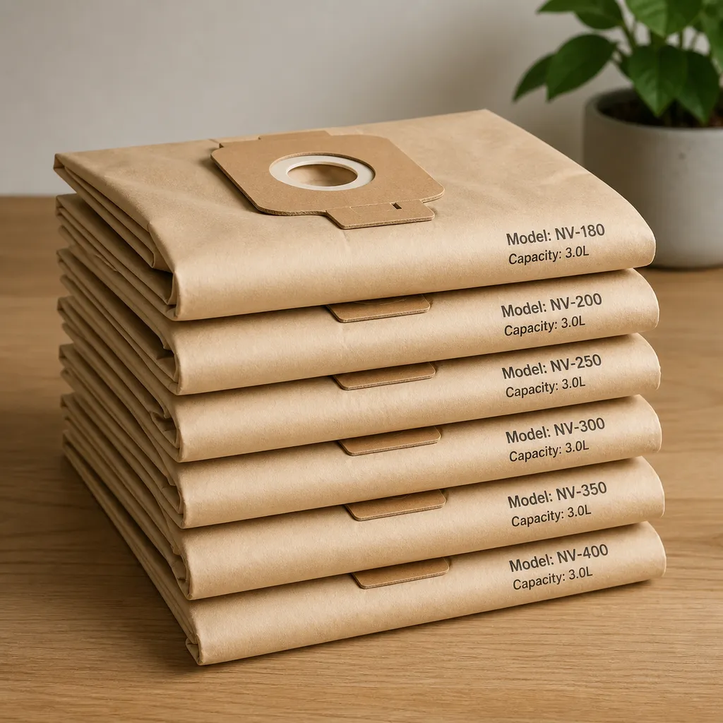 品番が印字された純正の掃除機用紙パックの束