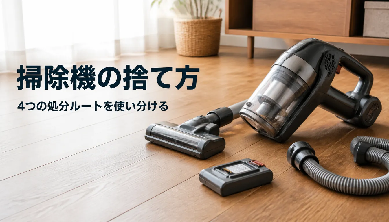使い終わったスティック掃除機と外したバッテリー