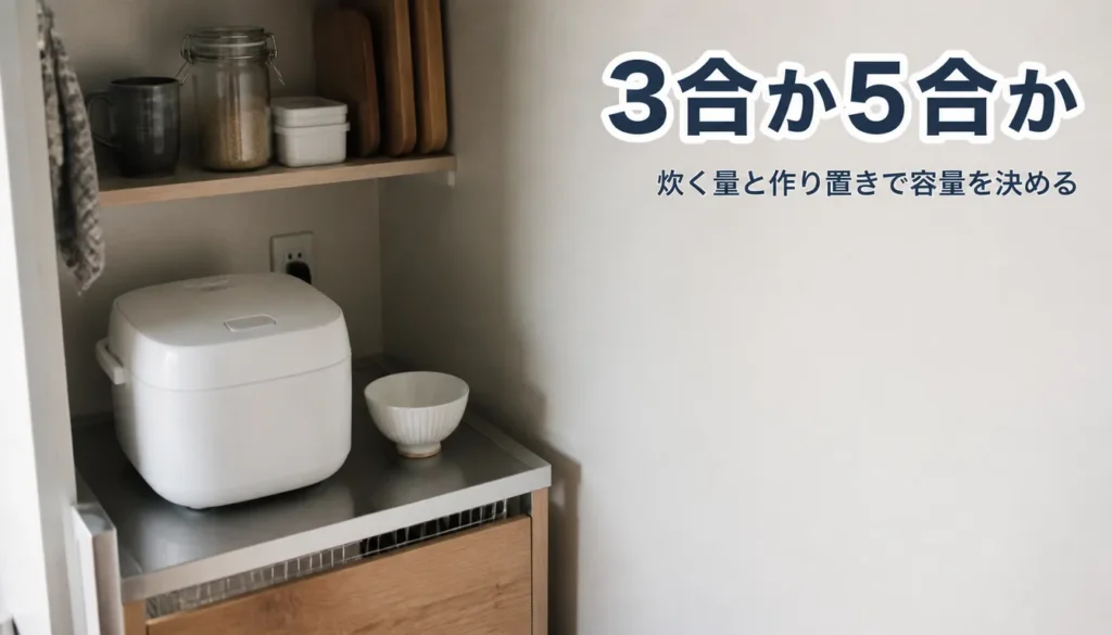 ふたを開けて湯気が立ちのぼる小型の炊飯器