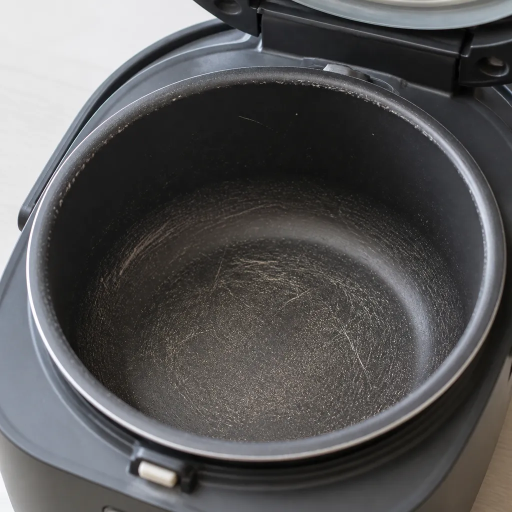 コーティングが剥がれかけた炊飯器の内釜