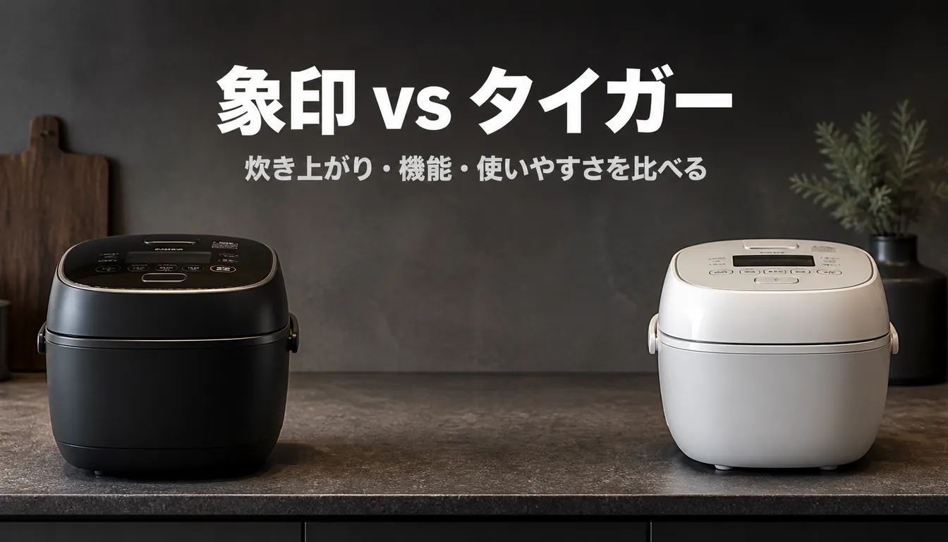 向かい合わせに並べられた高級炊飯器2台