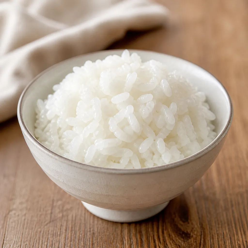 茶碗によそった粒の立つ炊きたての白いごはん